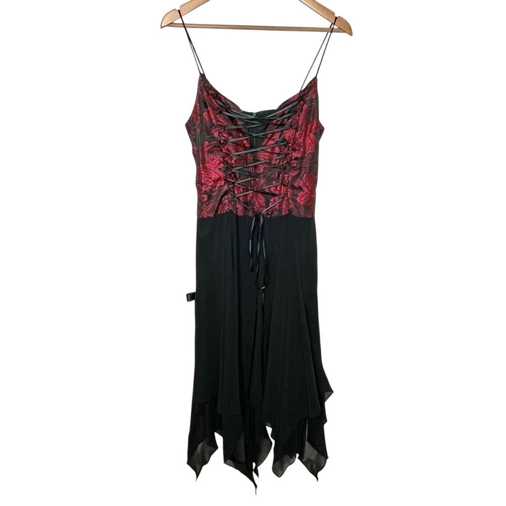 Vintage Y2K Goth Corset Dress Whimsigoth Hanky Midi Formal Size Small Hoco